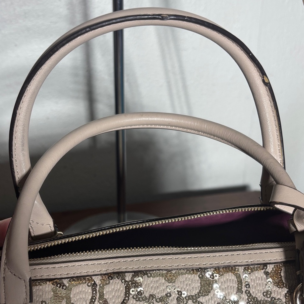 Coach Poppy 2013 East/West Satchel/Crossbody in Sequin w Satin Purple Inside - Picture 6 of 16